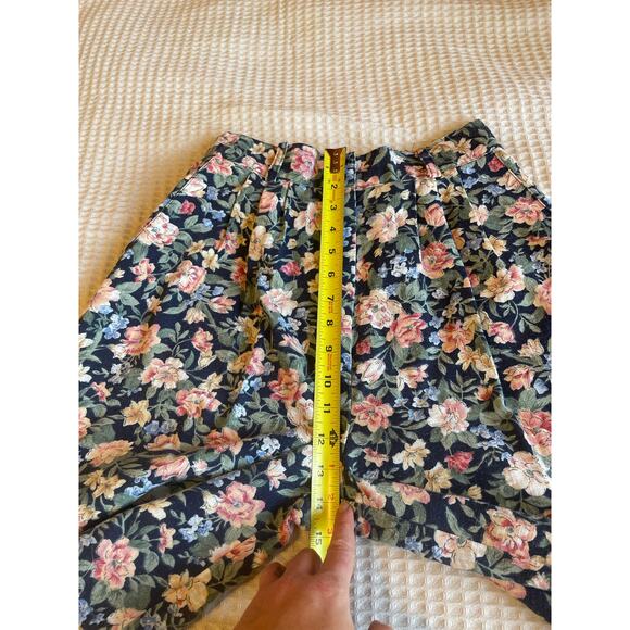 VTG Harvest Time Cottage Core Floral Blue & Pink High Waisted Retro Shorts Small - Picture 6 of 9
